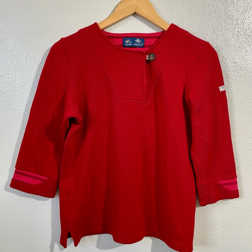 Saint James Gemini System Wool Cotton Knit Sweater Sz 6 Red Nautical Coastal